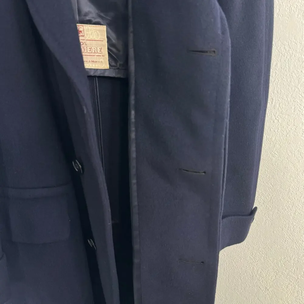 Vintage Men’s 100% Cashmere Navy Coat Overcaot Hart Schaffner & Marx